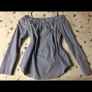 Philosophy Stripes Off Shoulder Loose Top